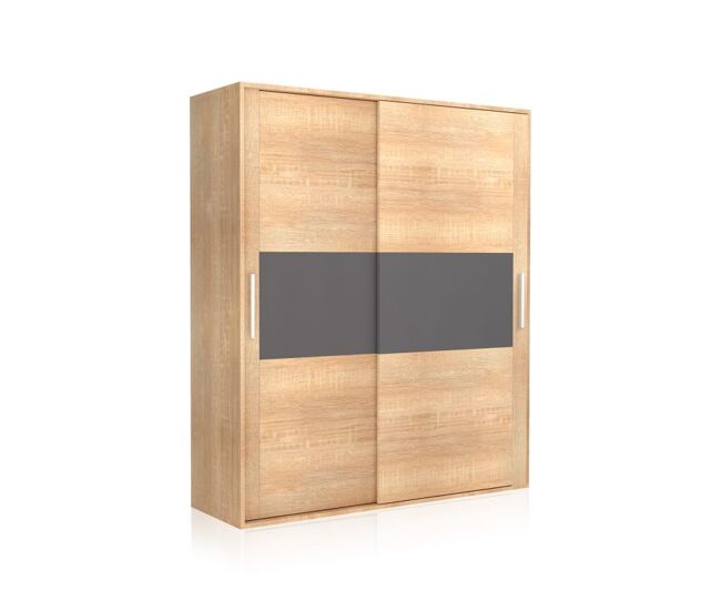 Roupeiro 2 portas de correr uniq 180 cambria - grafite 180 x 207,6 x 55 cm