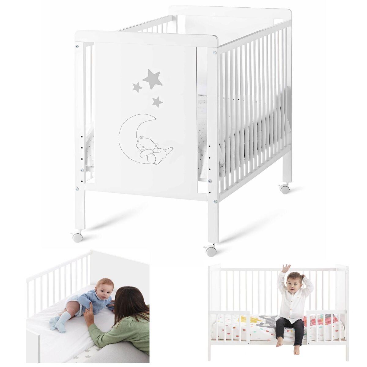 Berço co-leito indi + kit co-leito + kit para transformar em cama