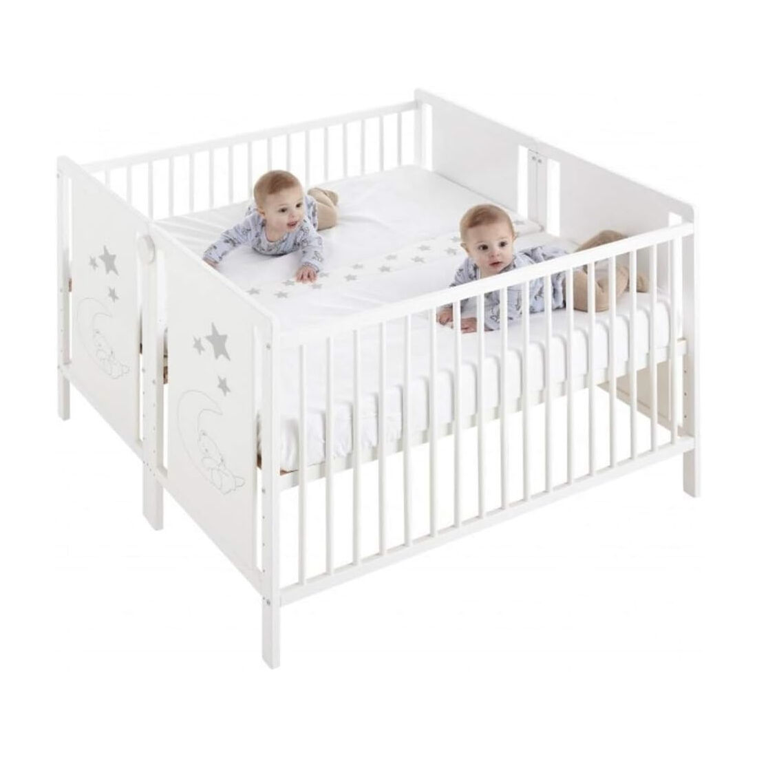 Berço para gêmeos indi (2 berços) + kit gemelar para unir os dois berços