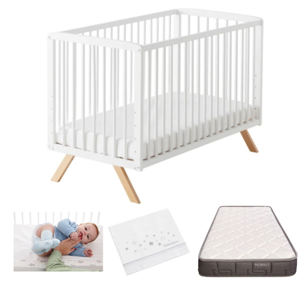 Berço de co-sleeping Nuru + colchão Morfeo + conjunto de lençóis