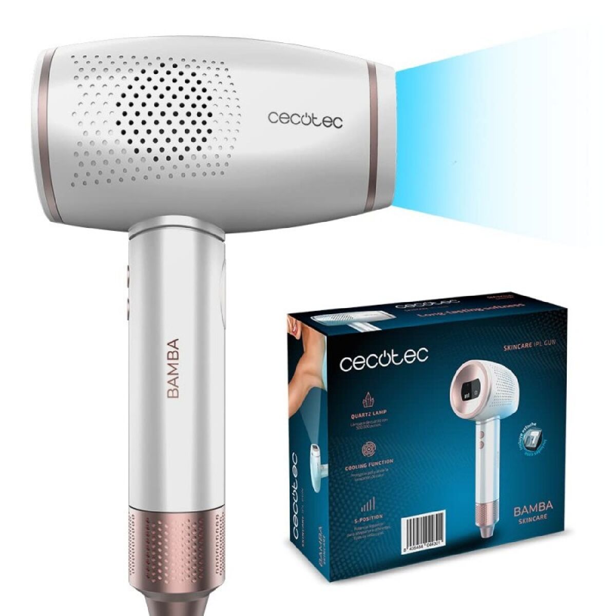 Cecotec depiladora ipl de pistola compacta com lâmpada de quartzo e 500.000 impulsos.