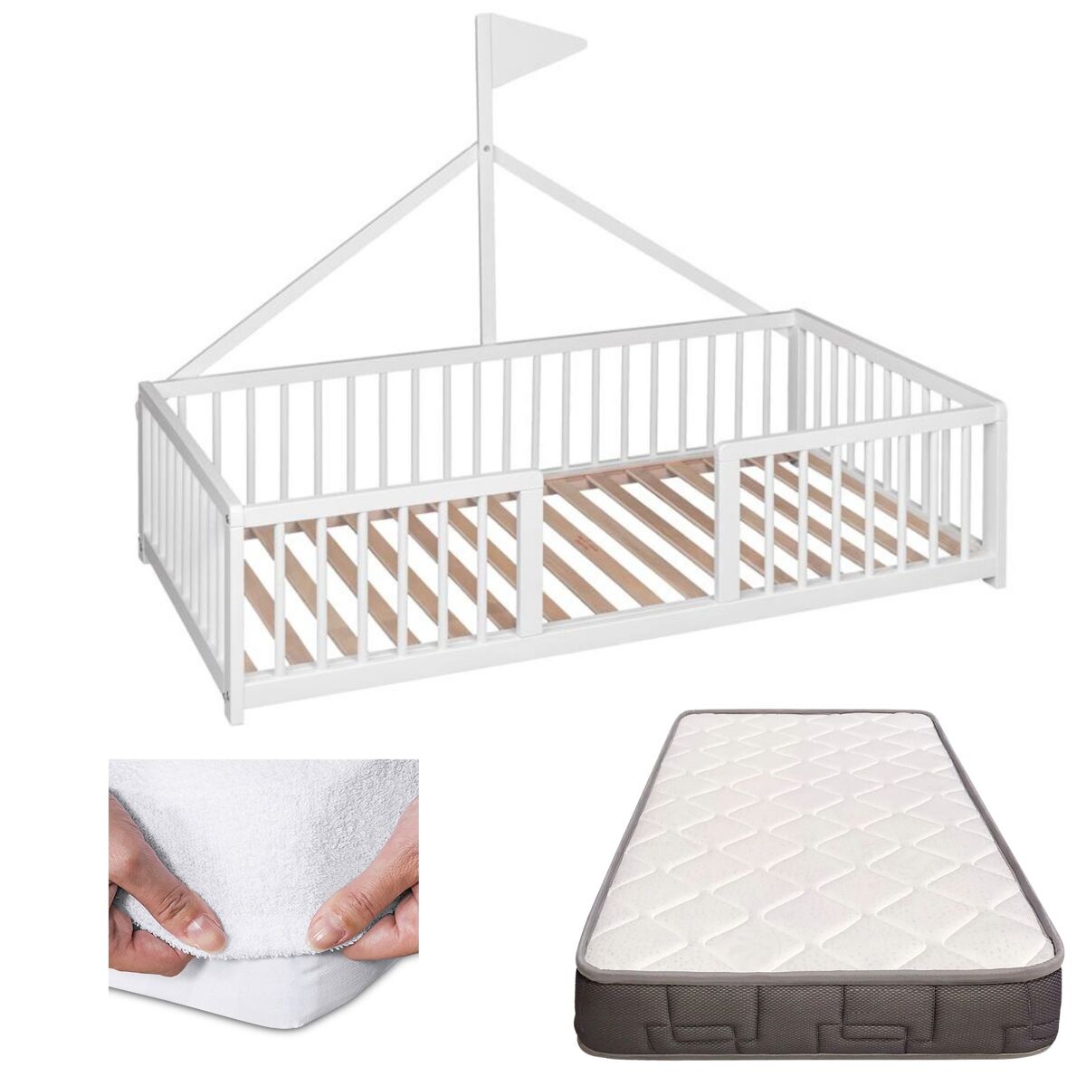 Cama infantil tipi Apache Wonderland + Colchão Morfeo e protetor