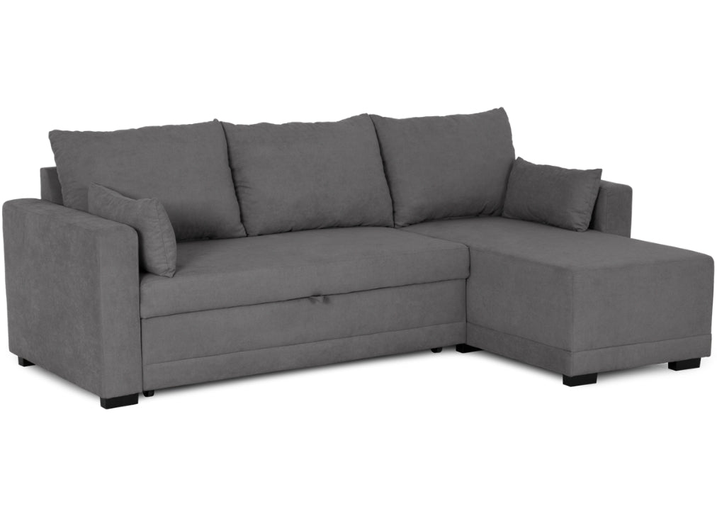 Sofá-cama chaise longue reversível budwing leah cinza escuro - 3 lugares - 233x124x69 cm