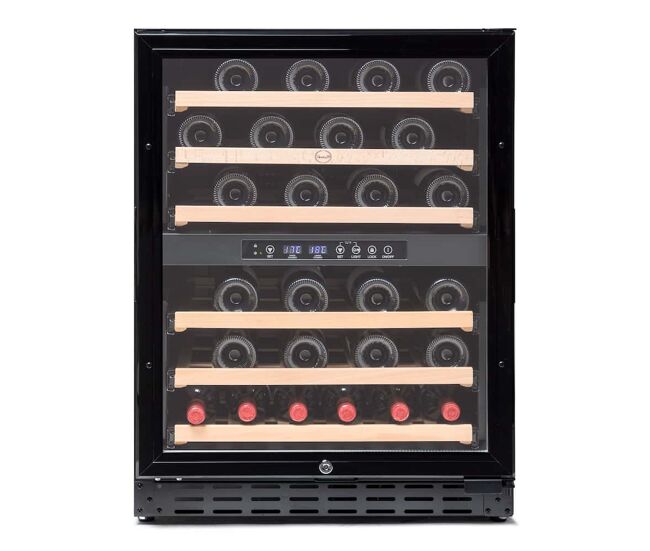 Cave de vinho 46 garrafas vinobox 50 gc 2t preto instalação livre ou encastre duas zonas de temperatura