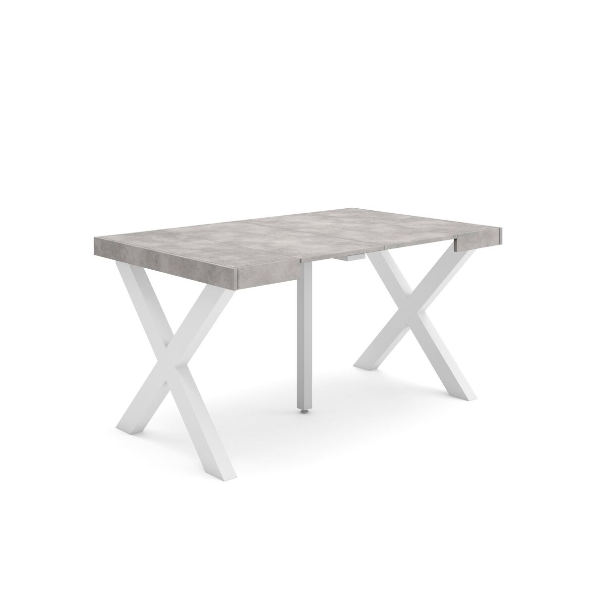 Mesa consola extensível, cozinha, sala de jantar, 140x90x73cm, para 6 pessoas, pés de madeira, estilo moderno, cimento
