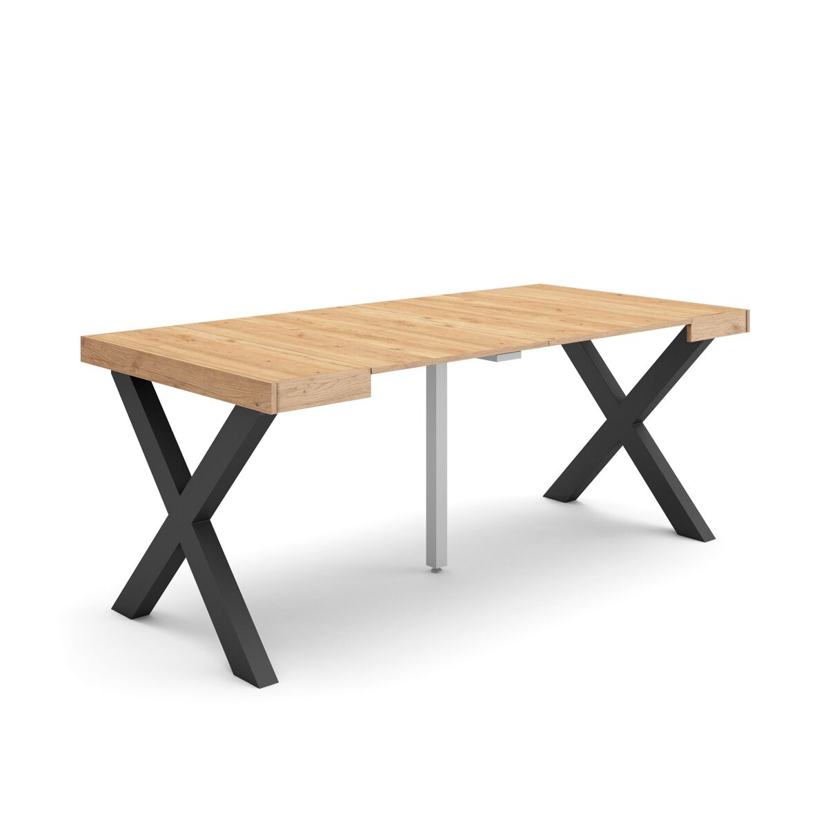 Mesa consola extensível, cozinha, sala de jantar, 180x90x73cm, para 8 pessoas, pés de madeira, estilo moderno, carvalho