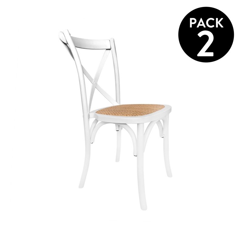 Conjunto de 2 cadeiras de jantar provenza rattan - branco 52 x 89 x 48 cm