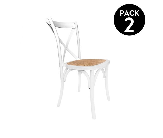 Conjunto de 2 cadeiras de jantar provenza rattan - branco 52 x 89 x 48 cm