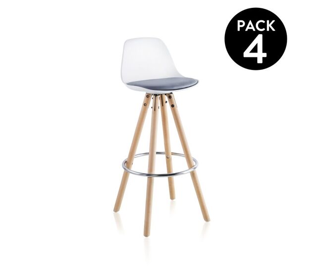 Pack 4 bancos leif branco - cinzento 41 x 96 x 41 cm