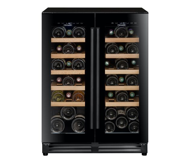 Cave de vinho climadiff cbu40d1b 40 garrafas preto 2 portas 2 zonas de temperatura encastre debaixo do balcão