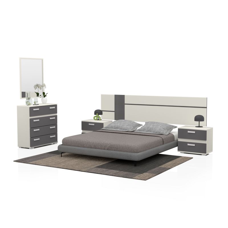 Quarto de dormir ataneq air 4c branco - grafite x x cm