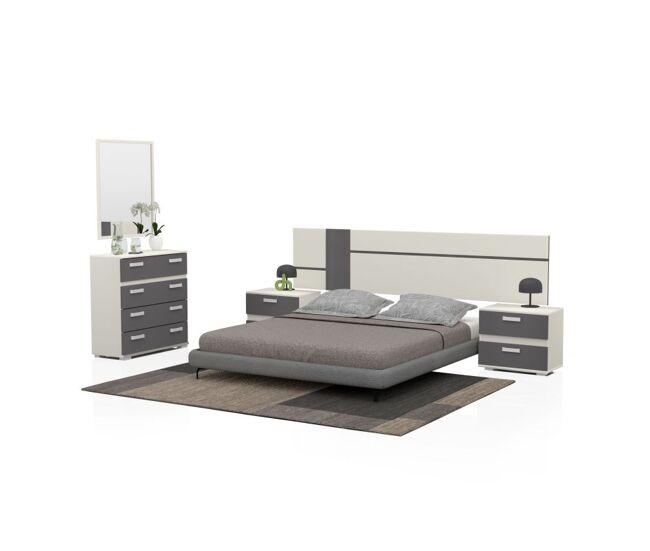 Quarto de dormir ataneq air 4c branco - grafite x x cm