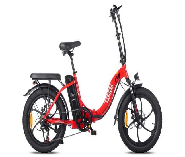 Fafrees f20: bicicleta électrique com motor de 250w, bateria de 576wh e autonomia de 70km, freios a disco, cor rouge