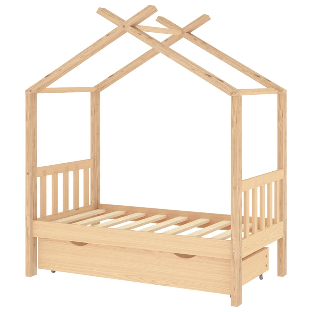 Vidaxl estrutura de cama para criança c/ gaveta 70x140 cm pinho maciço