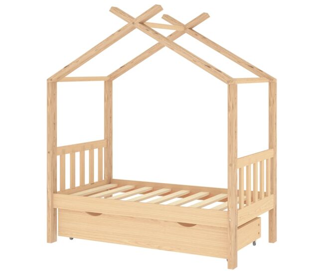 Vidaxl estrutura de cama para criança c/ gaveta 70x140 cm pinho maciço