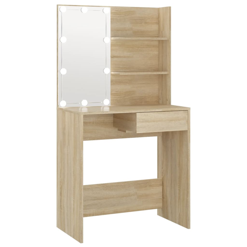 Vidaxl toucador c/ led 74,5x40x141cm derivados madeira carvalho sonoma