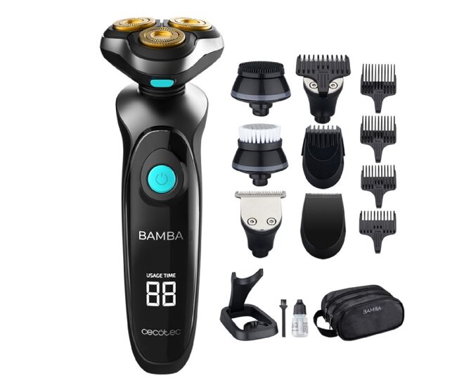 Cecotec máquina de barbear 10 em 1 com base de carga, bateria de iões de lítio, lâminas de aço inoxidável com revestimento em