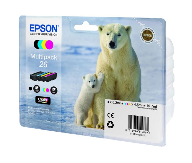 Epson Polar bear Encre Claria Premium multipack 4 couleurs Ours Polaire 26