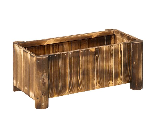 Outsunny floreira de madeira floreira de jardim retangular com 4 pés para cultivos de verduras flores para pátio varanda 70x35x30 cm madeira