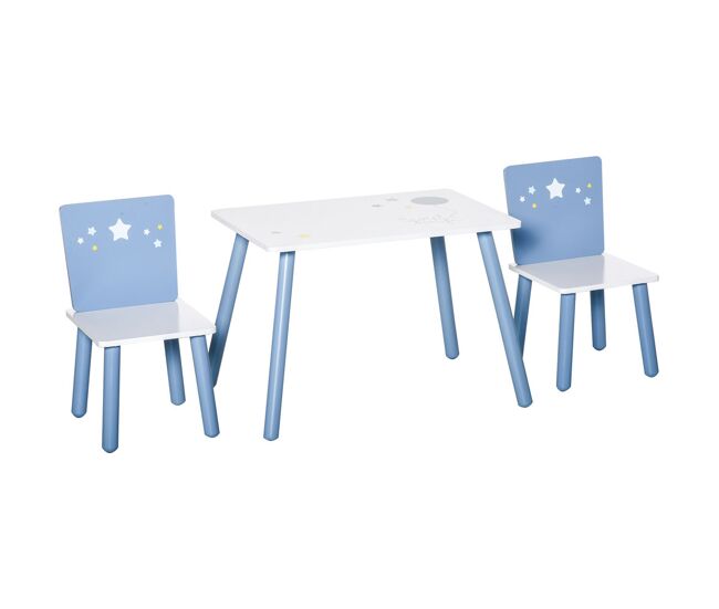 Homcom conjunto de mesa infantil e 2 cadeiras de madeira mesa com cadeiras para crianças de 2-4 anos mesa 60x40x43 cm e cadeiras 28x26x48 cm para