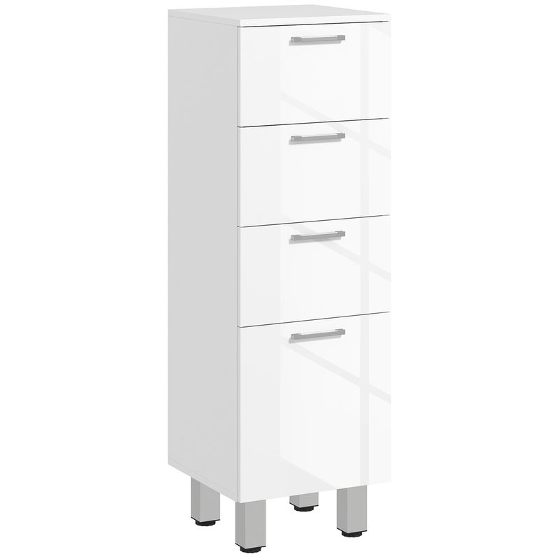 Kleankin móvel auxiliar casa de banho moderno armário casa de banho com 4 gavetas móvel de armazenamento para casa de banho anti-tombo carga máx. 30