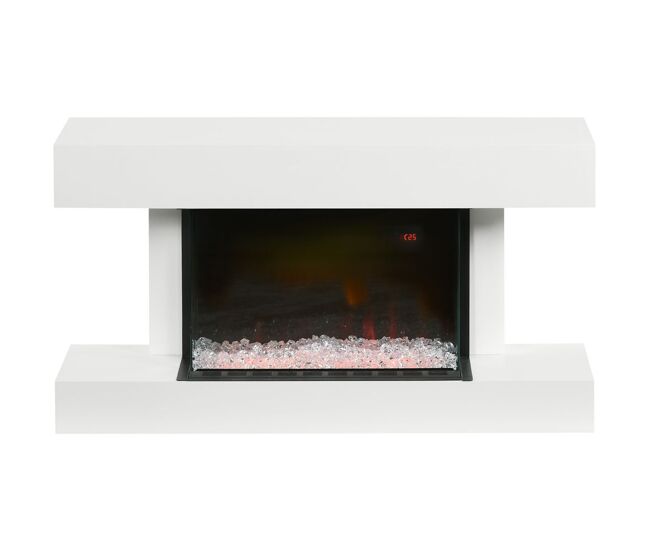 Homcom lareira elétrica 1000w/2000w lareira elétrica de parede com temperatura ajustável silenciosa temporizador e controlo remoto para ambientes de