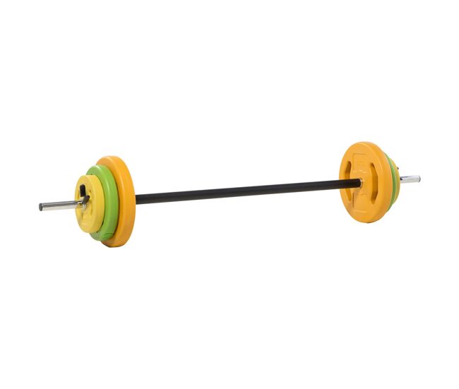 Homcom conjunto de barra de pesos conjunto de musculação com 6 discos de pesos 1,5kg 2,5kg 5 kg intercambiáveis para treino de força braços em ginásio