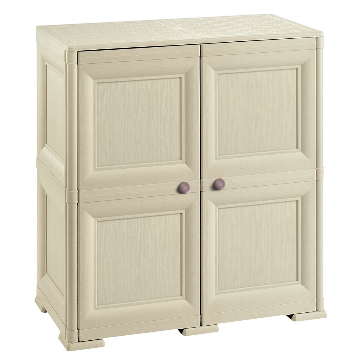 Armazenamento multiuso de 4 compartimentos e 4 portas cinza