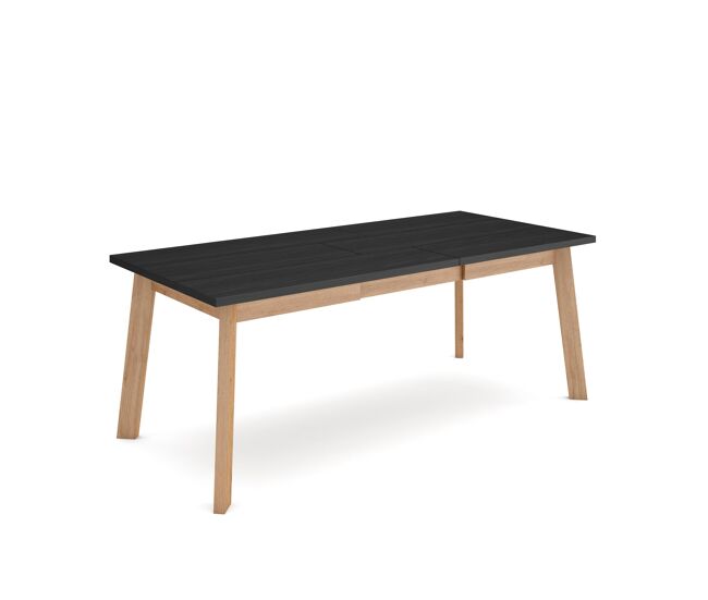 Mesa sala de jantar, mesa cozinha, 194x90x75cm, para 10 pessoas, pés de madeira, preto e carvalho