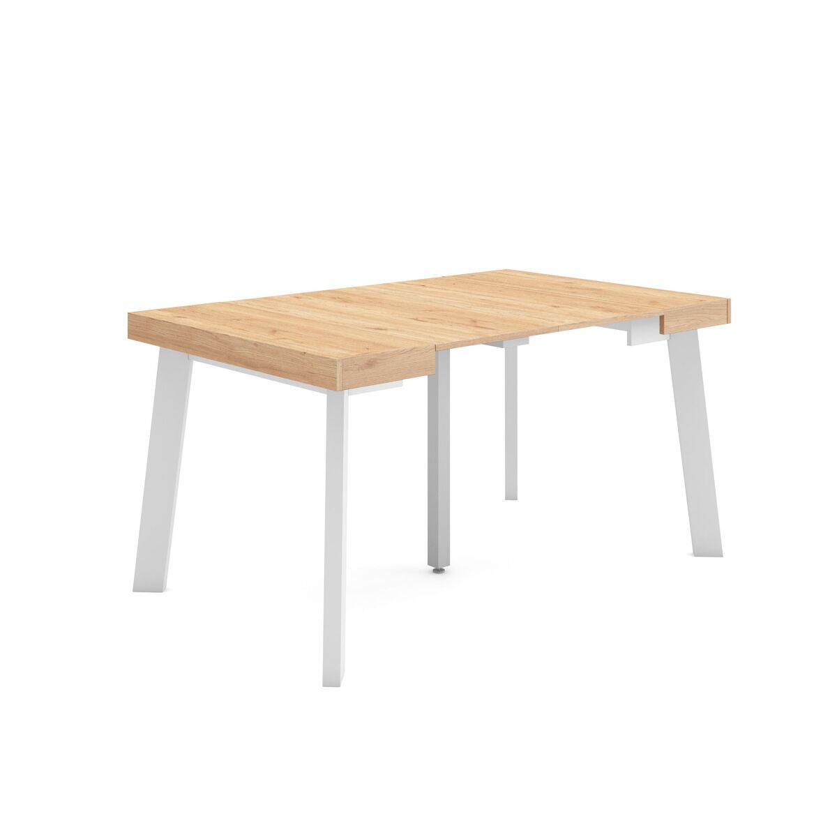 Mesa consola extensível, cozinha, sala de jantar, 140x90x73cm, para 6 pessoas, pés de madeira, estilo moderno, carvalho