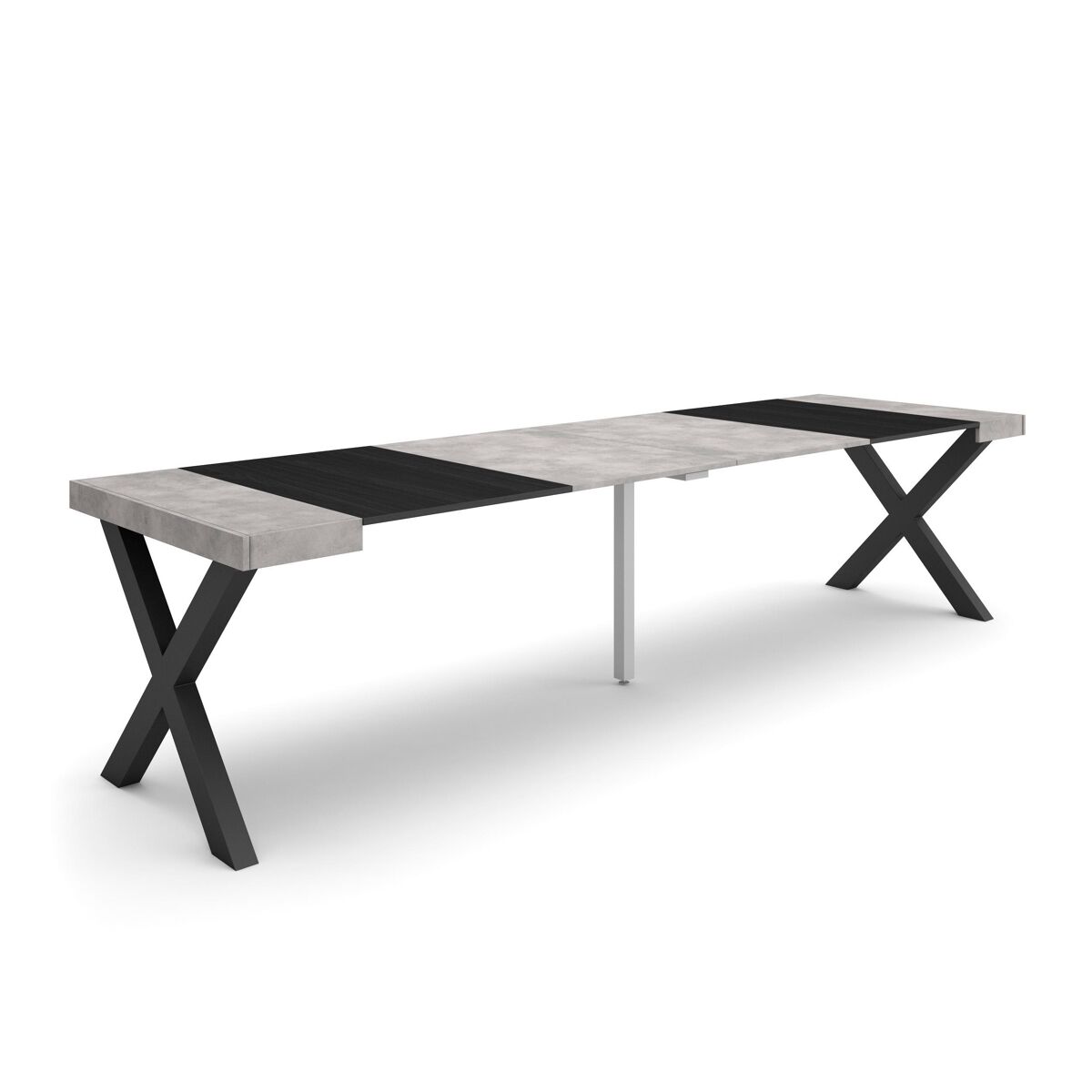 Mesa de consola extensível 90x300 Preto / Cinza