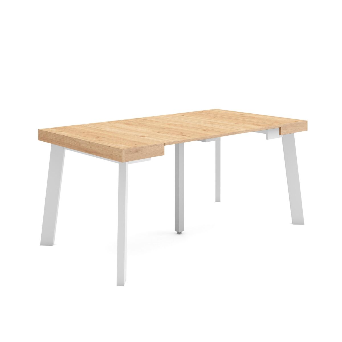 Mesa consola extensível, cozinha, sala de jantar, 160x90x73cm, para 8 pessoas, pés de madeira, estilo moderno, carvalho