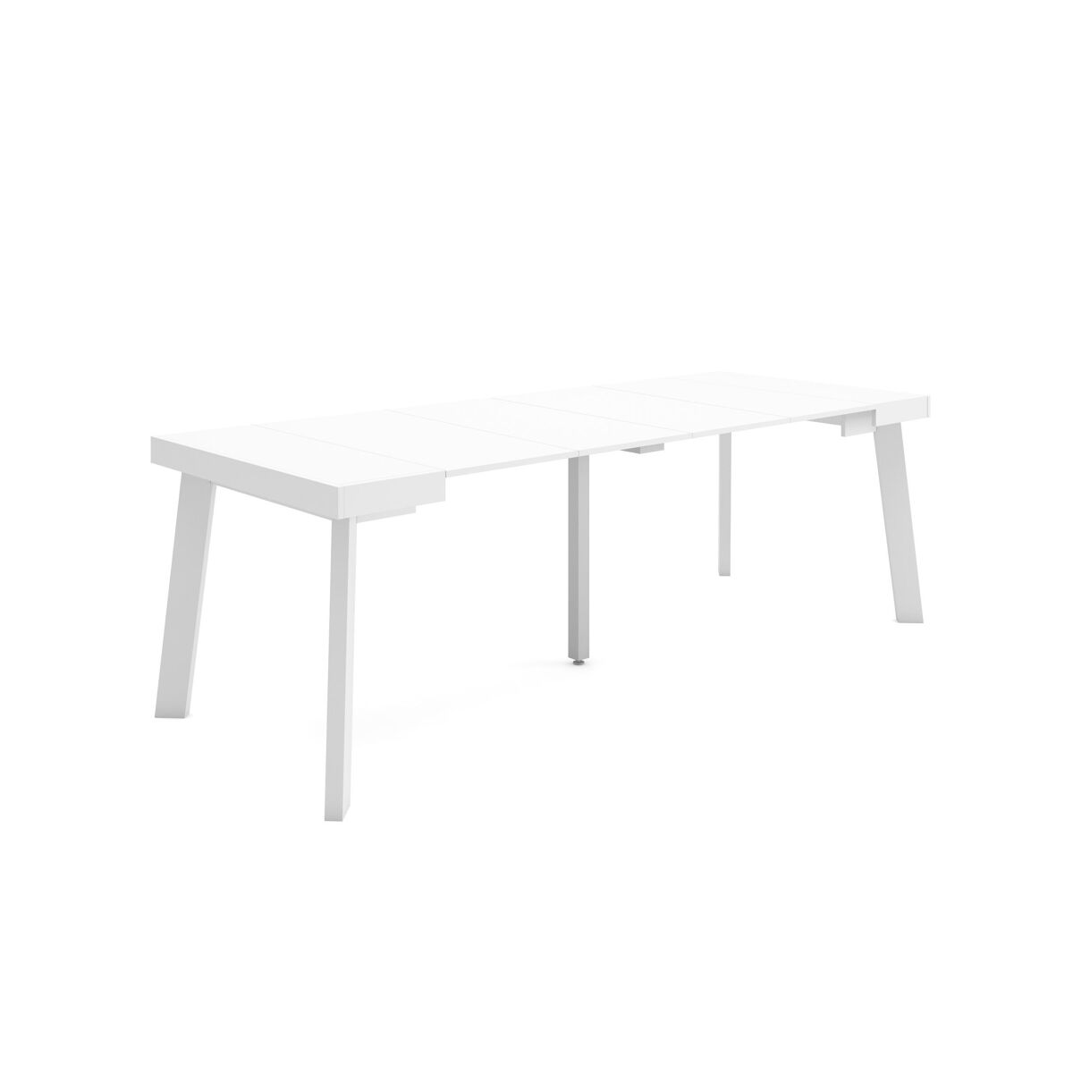 Mesa consola extensível, cozinha, sala de jantar, 222x90x73cm, para 10 pessoas, pés de madeira, estilo moderno, branco