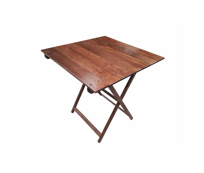 Tabela de faia dobrável, acabamento de nogueira 70x70x76 cm