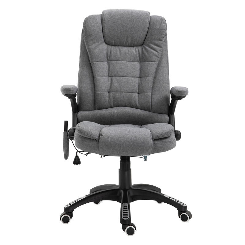 Vinsetto cadeira de massagem com 6 pontos de massagem cadeira de escritório reclinável até 130° com função de aquecimento altura ajustável e rodas para estúdio 68x72x110-120 cm gris