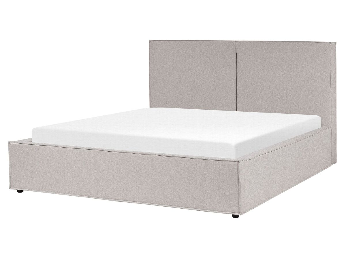 Beliani Cama baú Poliéster MOISSAC 177x224 Cinza Claro
