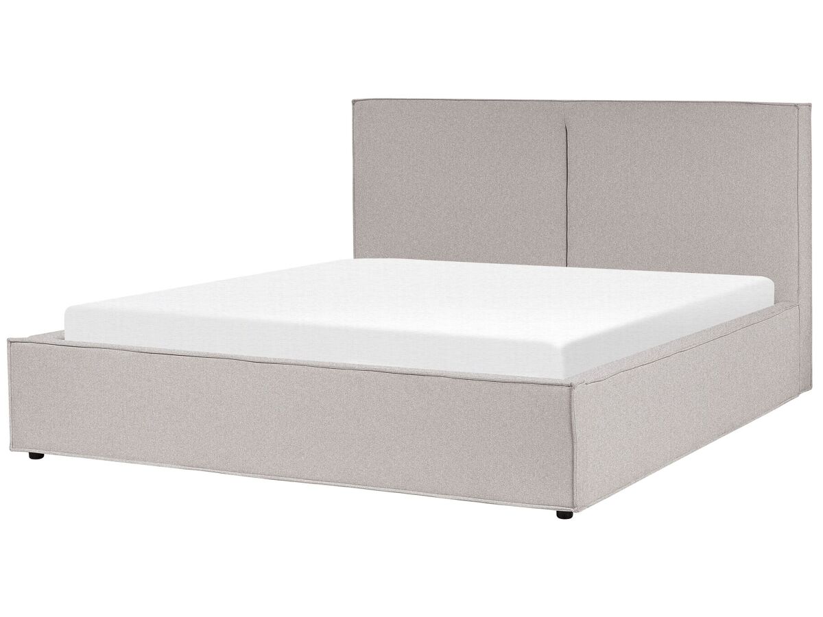 Beliani Cama baú Poliéster MOISSAC 197x224 Cinza Claro