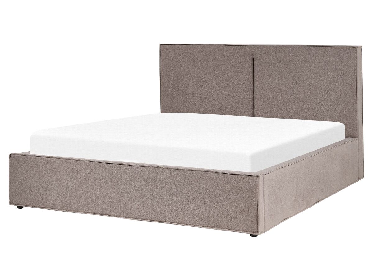 Beliani Cama baú Poliéster MOISSAC 177x224 Cinza Escuro