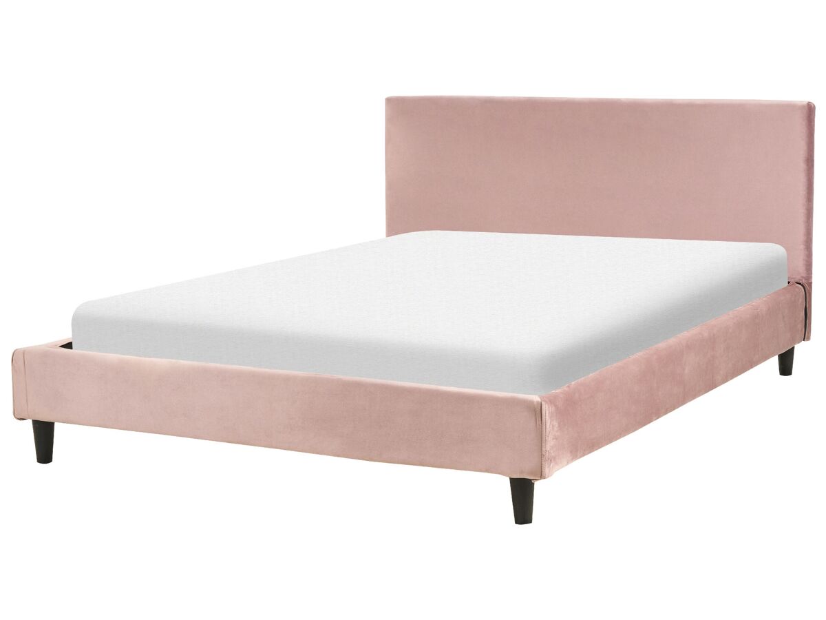 Beliani Cama Veludo FITOU 150x214 Rosa