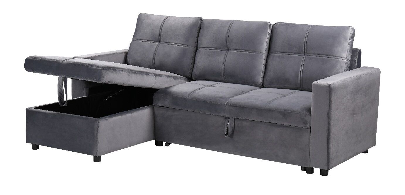 Sofá Cama Com Baú e Chaise Longue