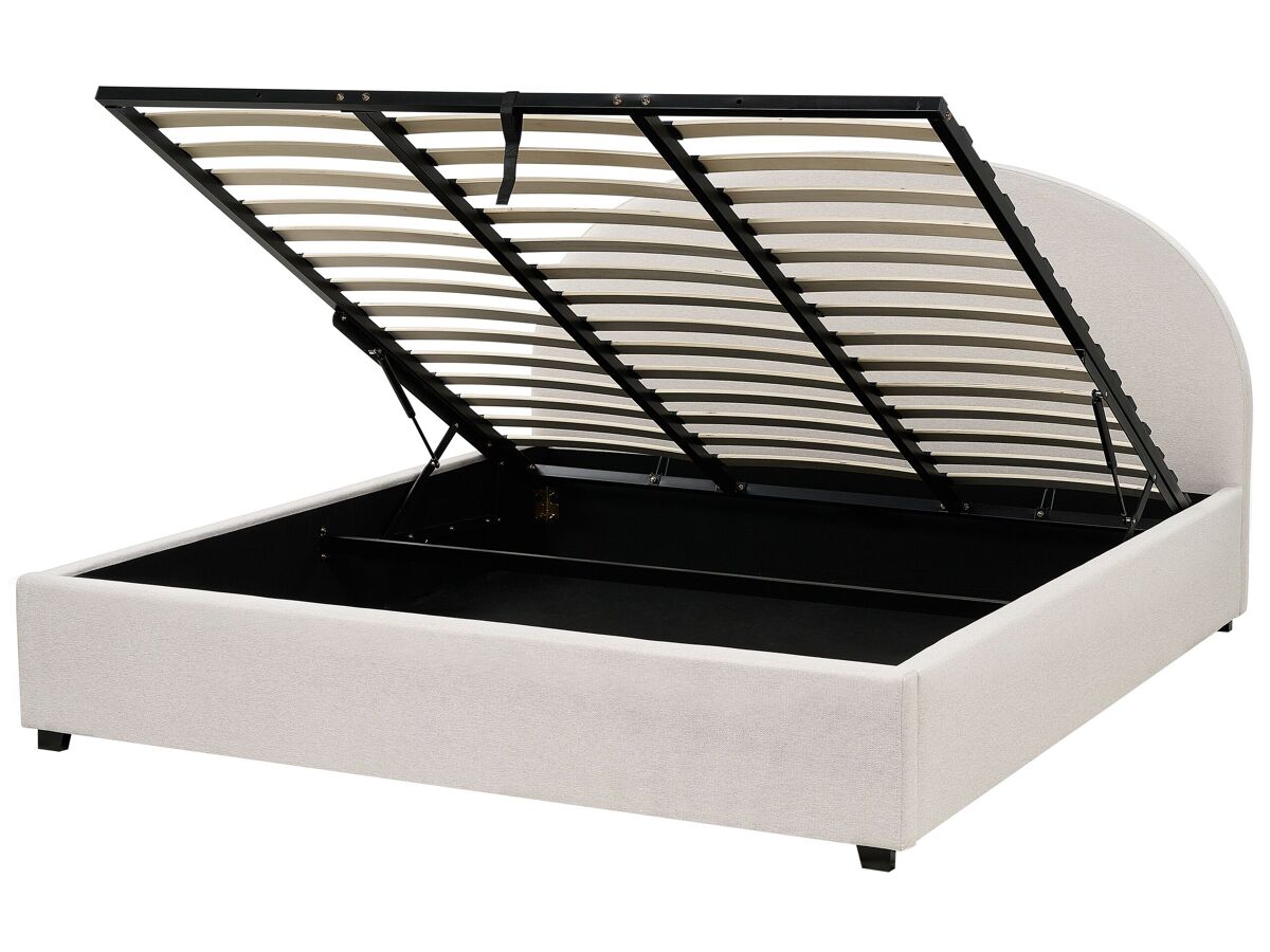 Beliani Cama con almacenaje Poliéster VAUCLUSE 194x214 Creme