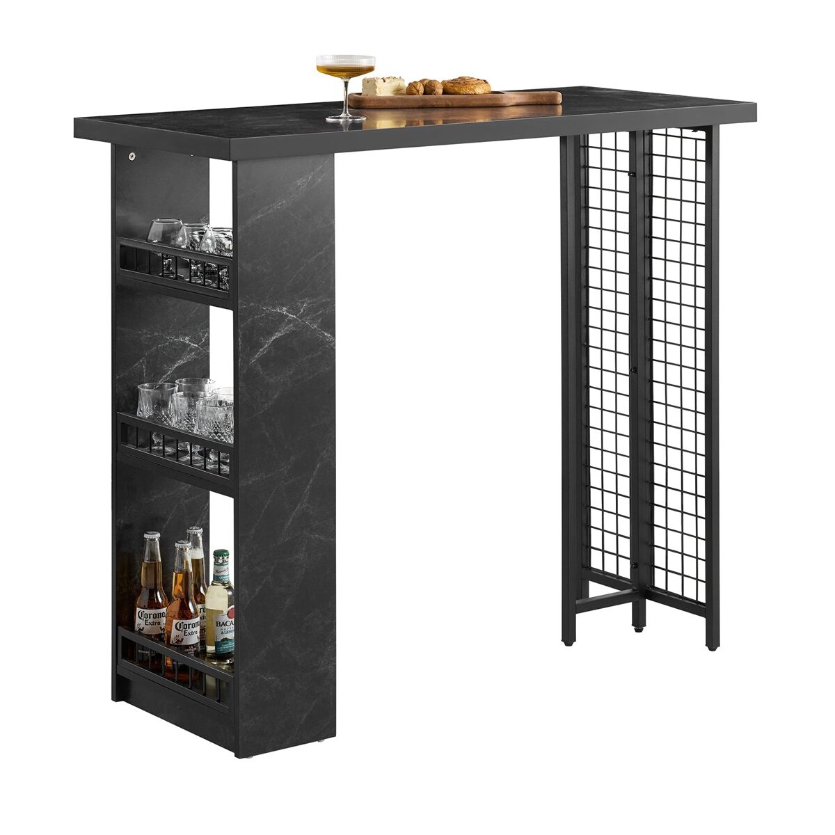 SoBuy Mesa alta de bar com 3 prateleiras FWT100-SCH