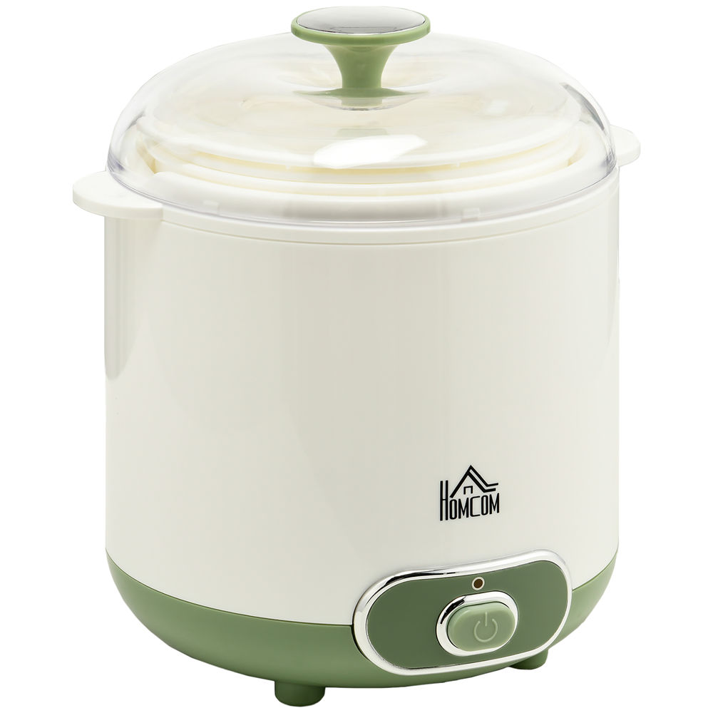 Homcom iogurteira 20 w 1,5l máquina de iogurte para fazer iogurte grego sem bpa com filtro, indicador de ligação e aquecimento a temperatura constante