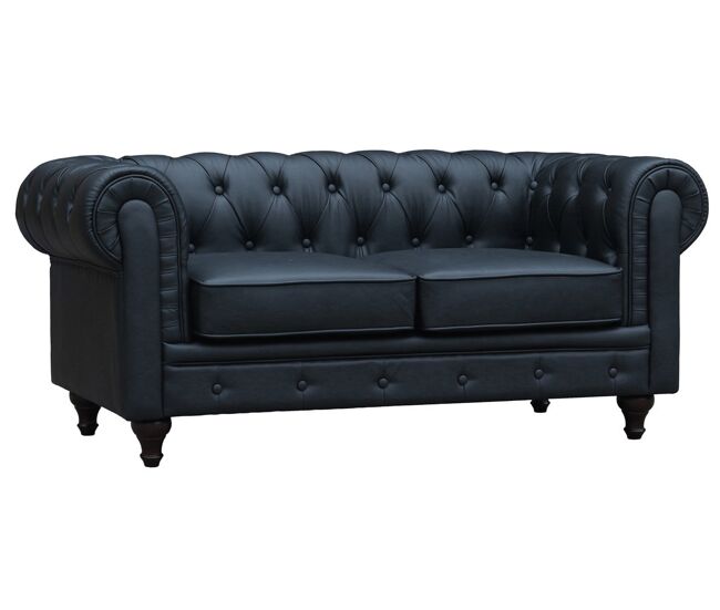 Sofá fixo chesterfield "aliza" - 157 x 82 x 70 cm - 2 lugares - preto