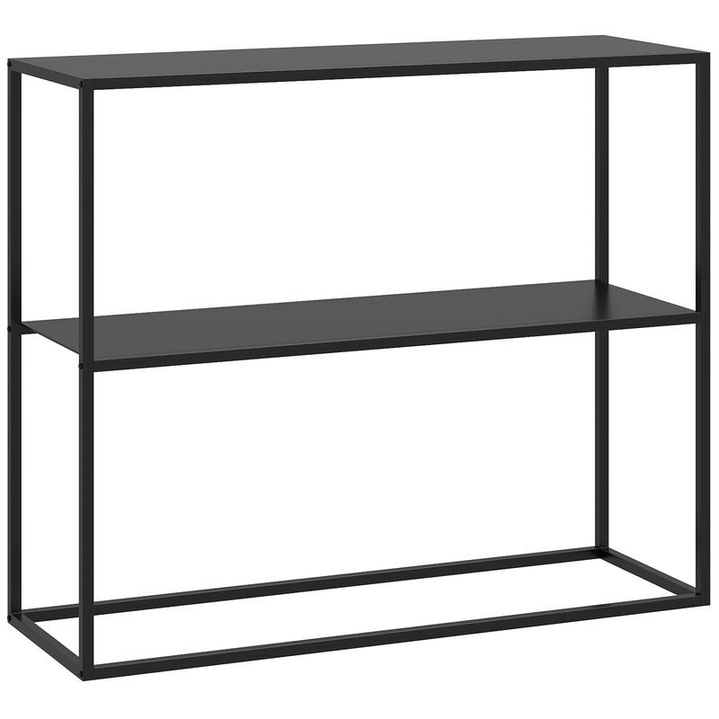 Homcom mesa consola estilo industrial mesa de entrada com prateleira estrutura de aço e desenho anti-tombo móvel de entrada para sala de estar