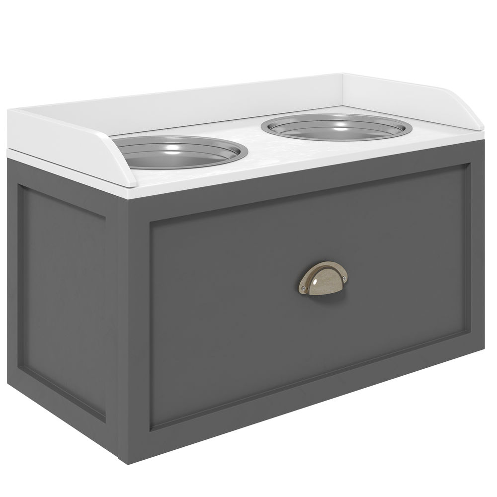 Comedouro Elevado MDF e Aço Inoxidável PawHut