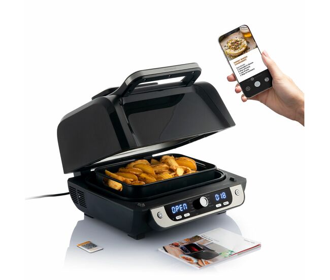Fritadeira sem óleo com grill, acessórios e livro de receitas innovagoods air fryer fryinn 12-in-1 6000 noir acier 6 l 3400 w
