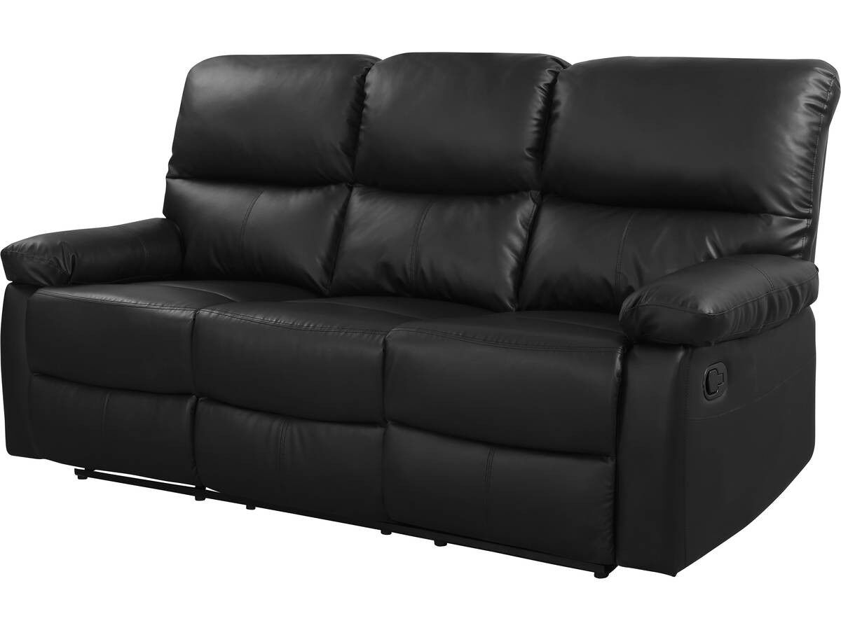 Canapé relaxant « Lincoln » - 197 x 89 x 103 cm - 3 places - noir