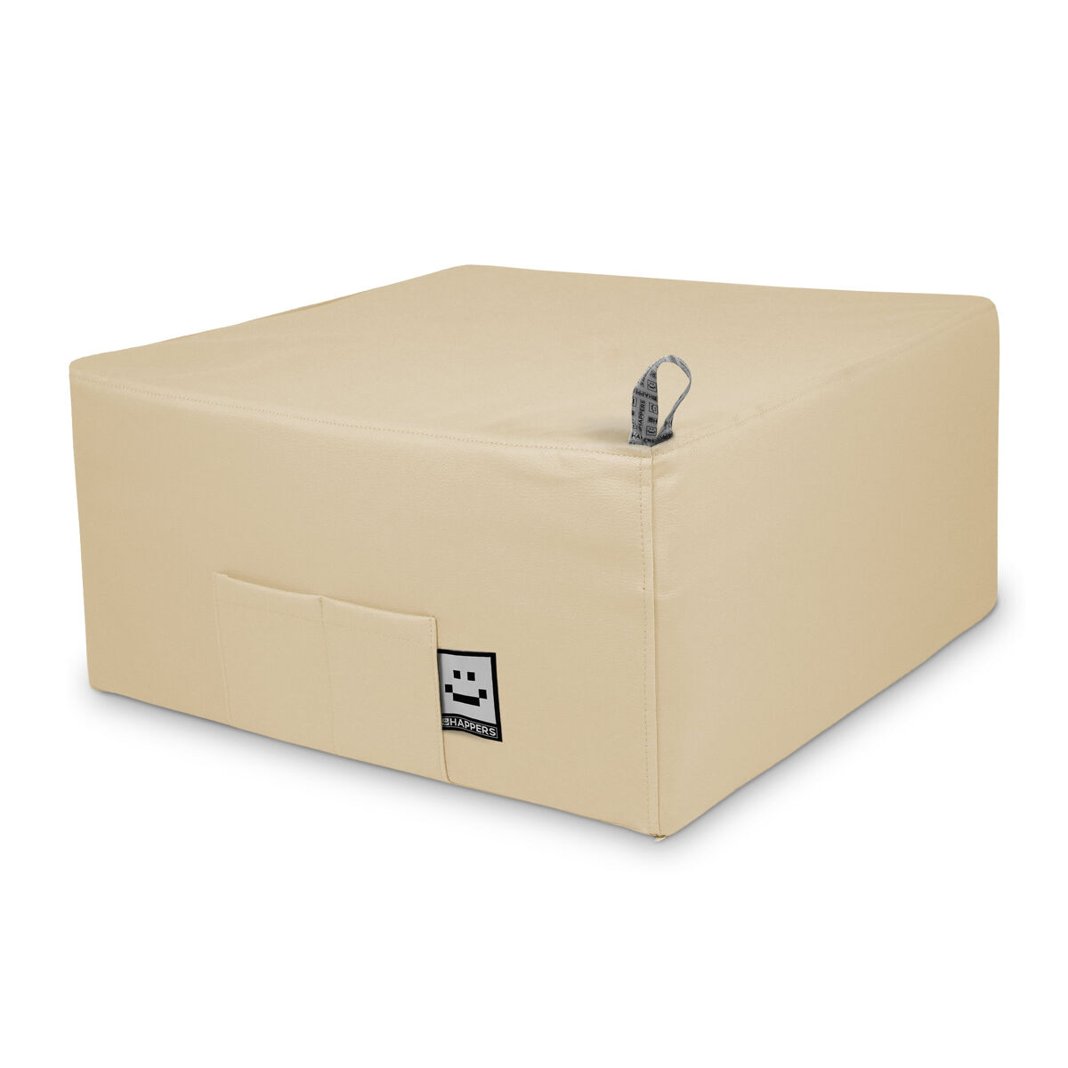 Happers Puff Cama De Solteiro Para Uma Pessoa Leatherette Ecru Único Castanho