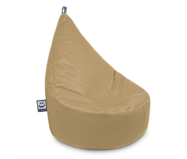 Poltrona estofada em couro bege para interior infantil happers